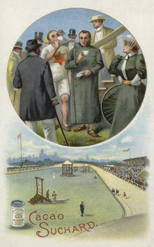 Genießen von Suchard-Kakao in einem Velodrom von European School
