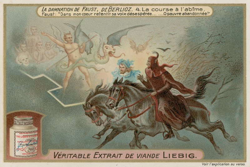 Faust und Mephistopheles reiten an Dämonen vorbei von European School