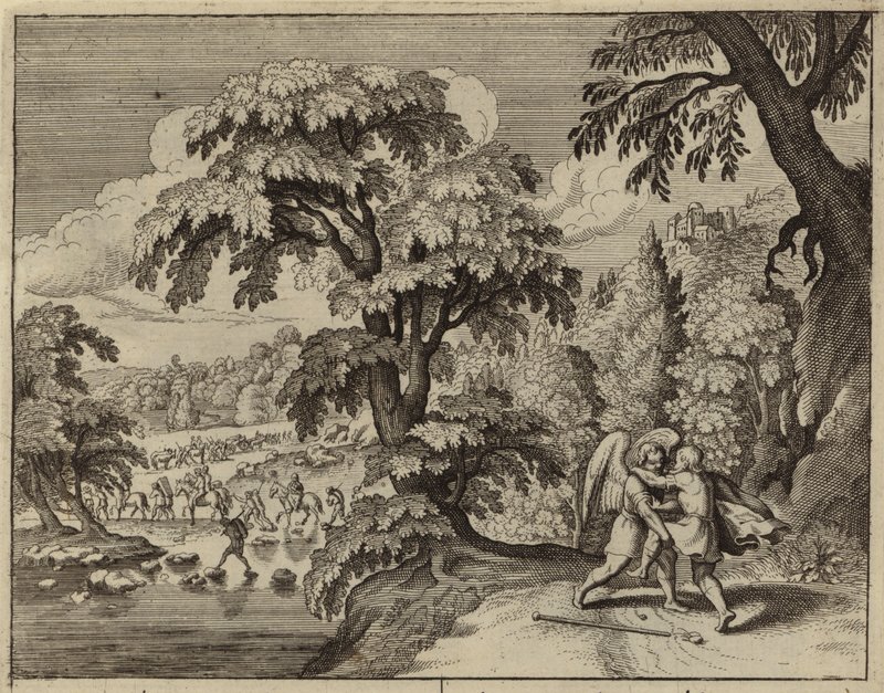 Jakob ringt mit dem Engel (Stich) von European School
