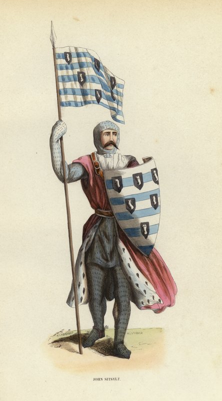 John Sitsylt (farbiger Stich) von European School