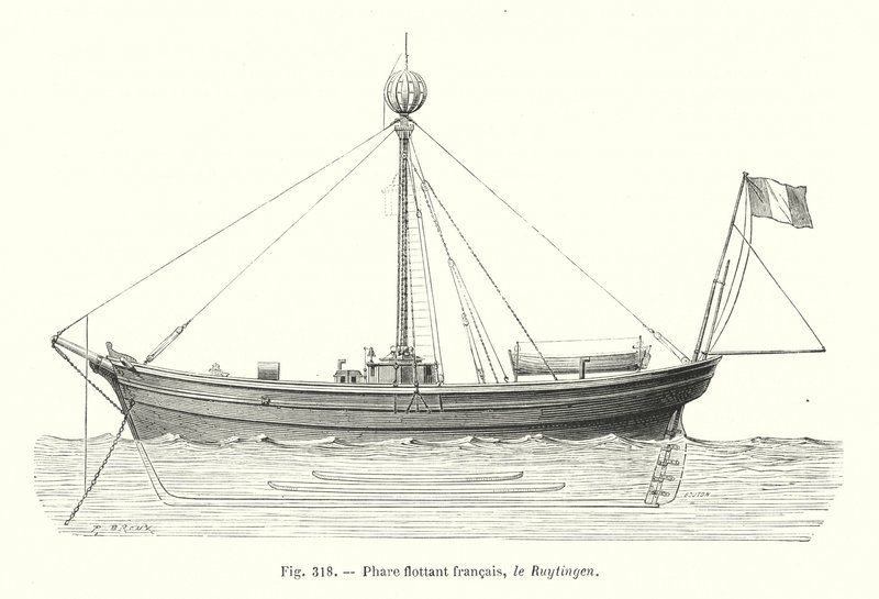 Französisches Feuerschiff, der Ruytingen (Stich) von European School