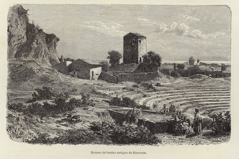 Ruinen des antiken Theaters in Syrakus von European School