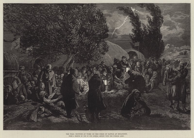 Der Krieg, Ärzte bei der Arbeit auf dem Schlachtfeld bei Sinankeui von Felix Regamey