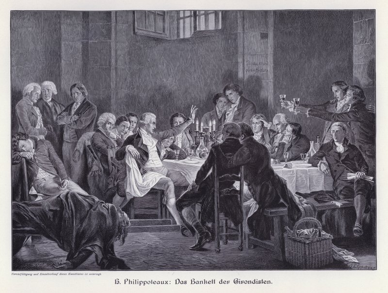 Das Bankett der Girondisten (Gravur) von Felix (after) Philippoteaux