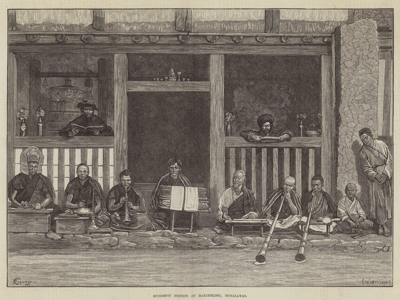 Buddhistische Priester in Darjeeling, Himalaya von Felix Regamey