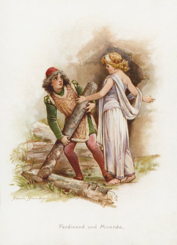 Ferdinand und Miranda (Chromolitho) von Frances Brundage