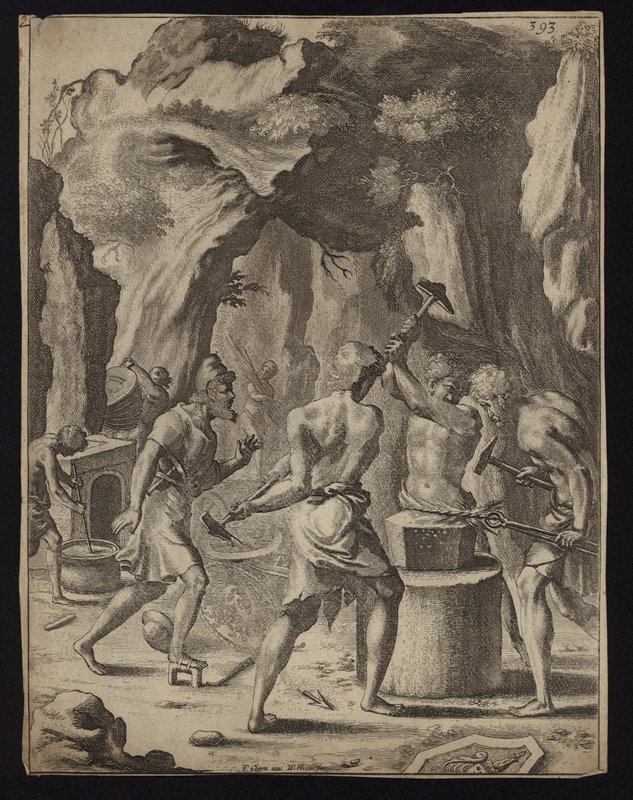 Vulkan schmiedet die Waffen des Aeneas von Francis Cleyn