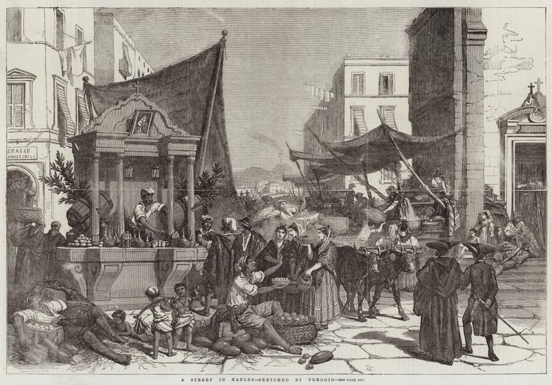 Eine Straße in Neapel von Francois Fortune Antoine Ferogio