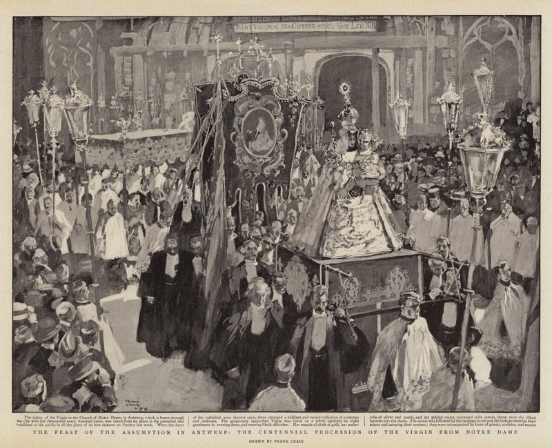 Das Fest der Himmelfahrt in Antwerpen, die Jahrhundertprozession der Jungfrau von Notre Dame von Frank Craig