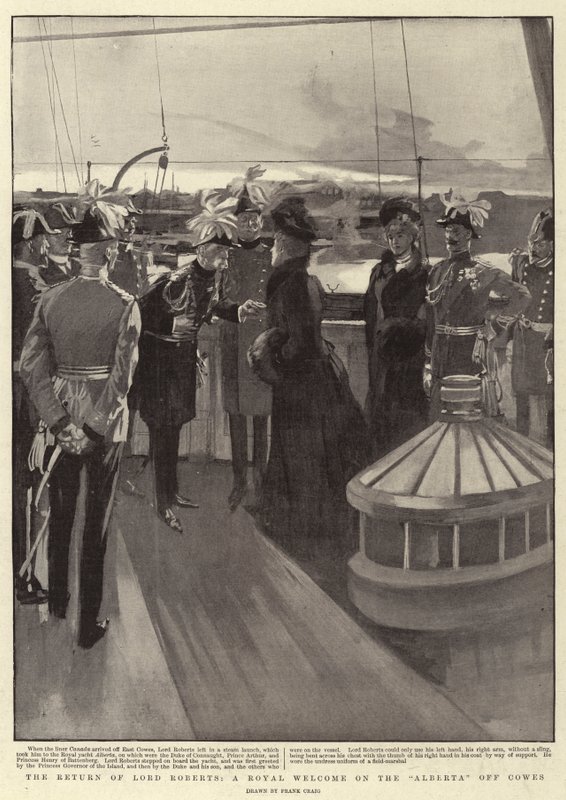 Die Rückkehr von Lord Roberts, ein königlicher Empfang auf der Alberta vor Cowes von Frank Craig