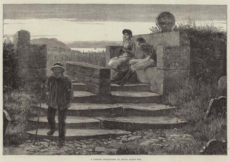 Ein Kirchhof in Cornwall, St. Levan, Land