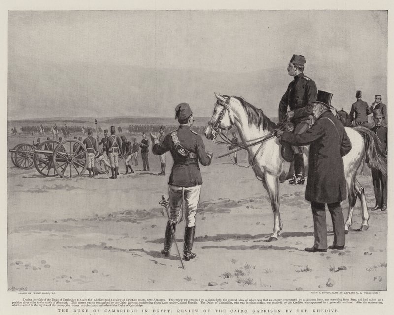 Der Herzog von Cambridge in Ägypten, Überprüfung der Garnison von Kairo durch den Khedive von Frank Dadd