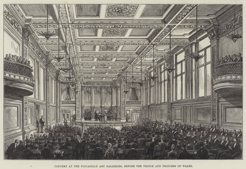 Konzert in den Piccadilly Art Galleries, vor dem Prinzen und der Prinzessin von Wales von Frank Watkins