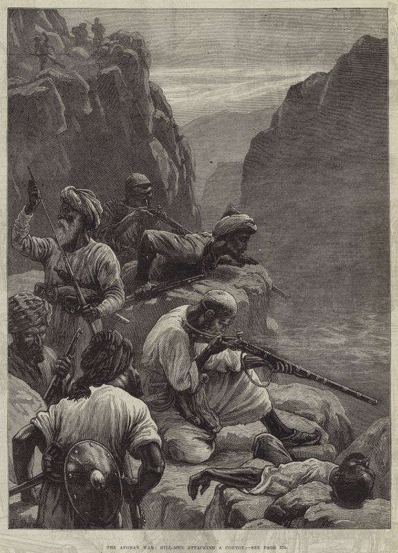 Der afghanische Krieg, Bergbewohner greifen einen Konvoi an von Frank Dadd