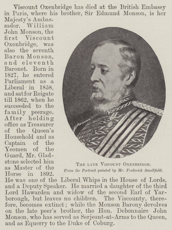 Der verstorbene Viscount Oxenbridge von Frederick Smallfield