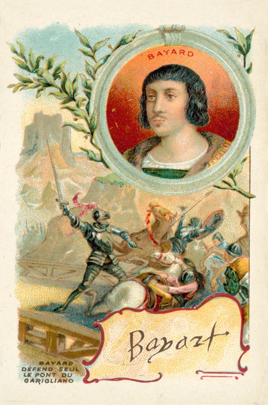 Bayard verteidigt die Brücke von Garigliano, 1503 von French School