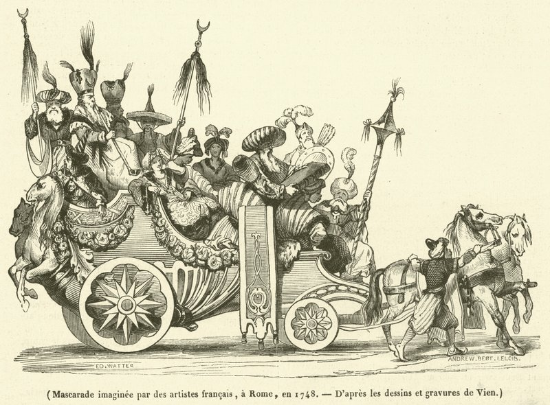 Maskerade, vorgestellt von französischen Künstlern in Rom, 1748 von French School
