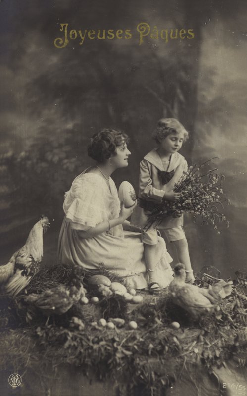 Osterkarte mit kleinem Jungen von French Photographer
