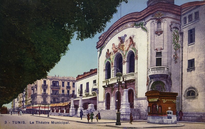 Städtisches Theater, Tunis, Tunesien (koloriertes Foto) von French Photographer