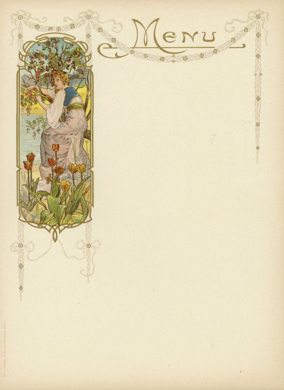 Jugendstil-Design für ein Menü von French School