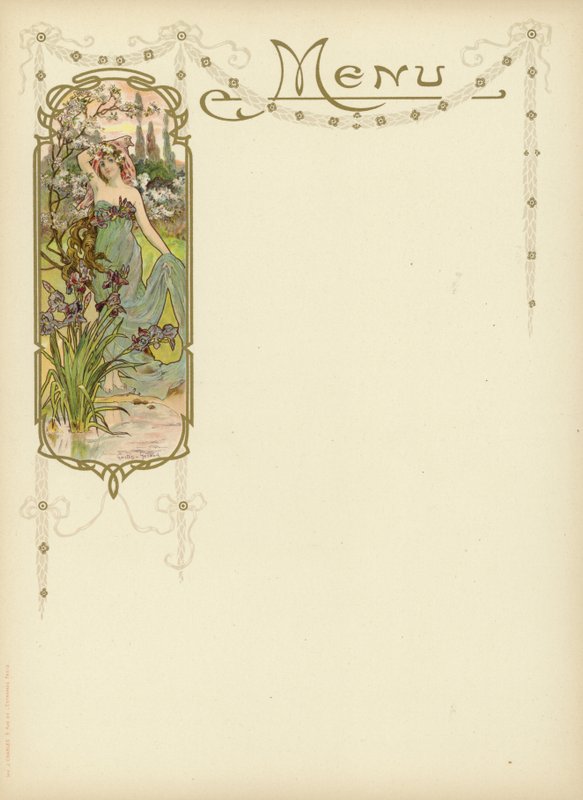 Jugendstil-Design für ein Menü von French School