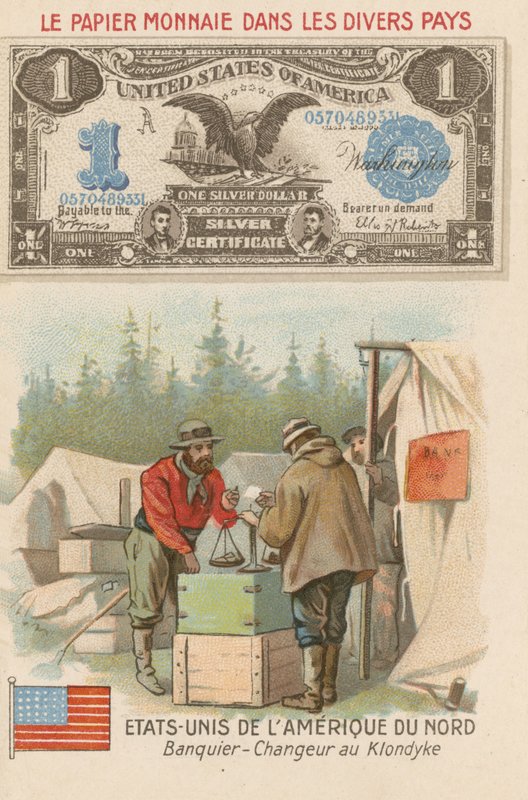 Bankier und Geldwechsler, Klondike, Alaska, USA von French School
