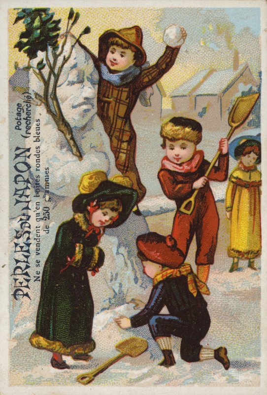 Kinder bauen Schneemann, Perles Du Japon von French School