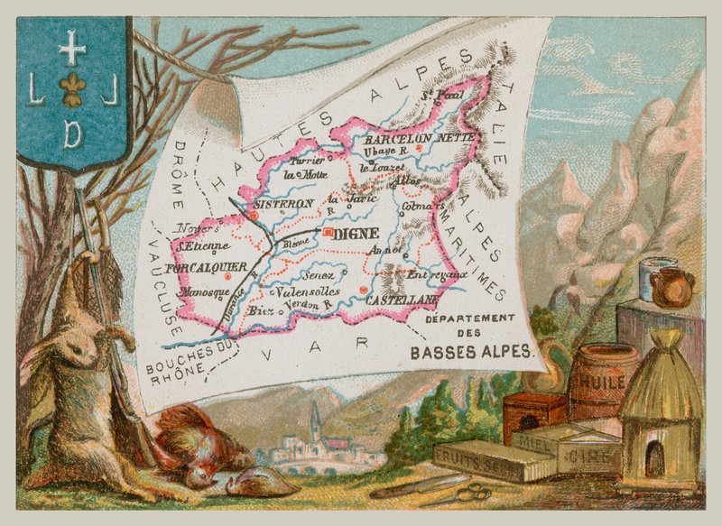 Departement Basses-Alpes in Südfrankreich von French School