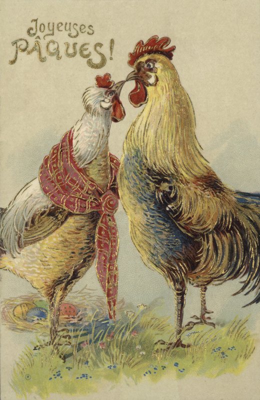Osterkarte mit Küken von French School