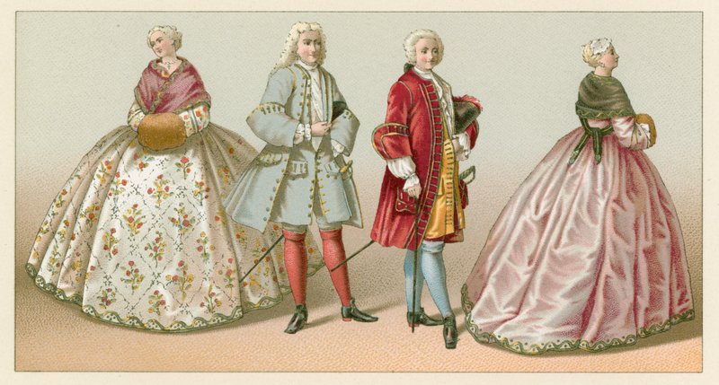 Frankreich XVIII. Jahrhundert Kostüm von French School