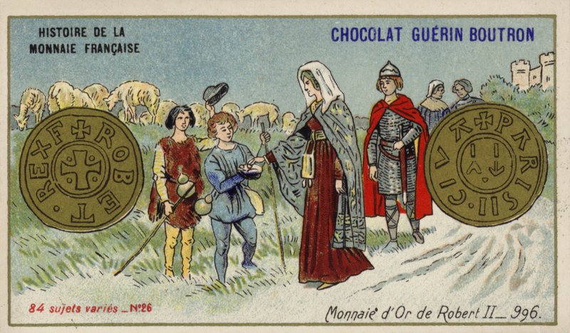 Goldmünzen von Robert II., 996 (Chromolithografie) von French School
