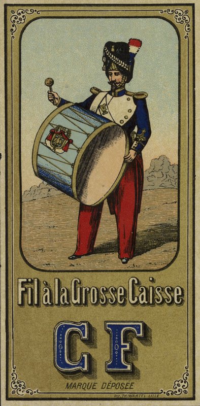 Etikett für Große Trommel-Garn von French School