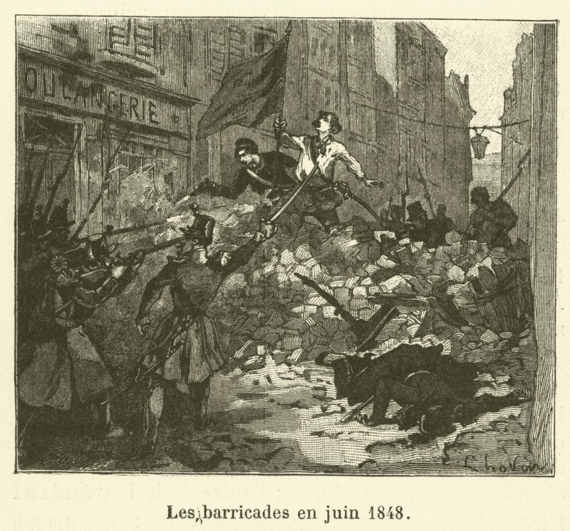 Die Barrikaden im Juni 1848 von French School