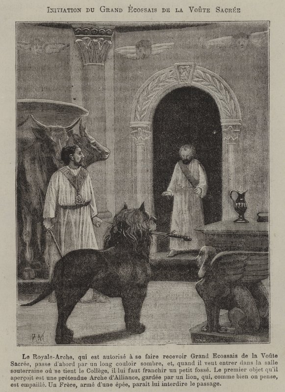 Freimaurerische Einweihungszeremonie (Stich) von French School