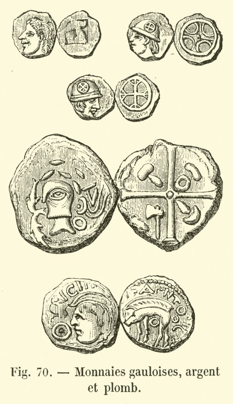 Gallische Münzen, Silber und Blei von French School
