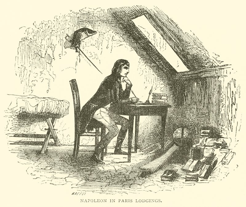 Napoleon in Pariser Unterkünften (Gravur) von French School