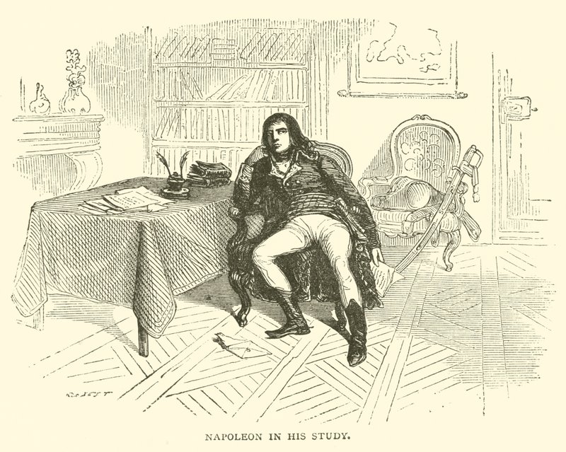 Napoleon in seinem Arbeitszimmer (Gravur) von French School