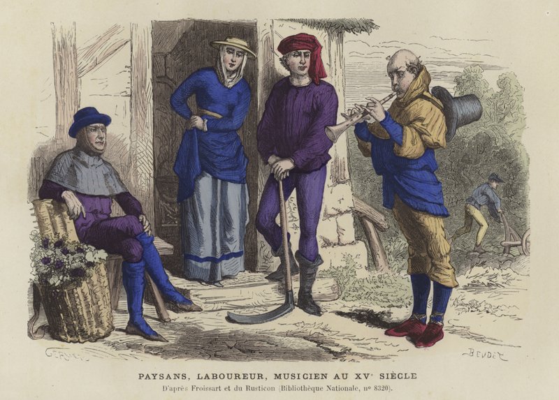Bauern, Arbeiter und Musiker, 15. Jahrhundert von French School