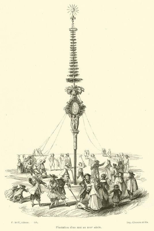 Mai-Baum-Pflanzung im 17. Jahrhundert (Stich) von French School