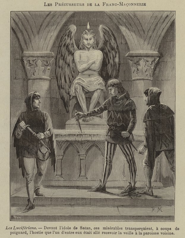 Vorläufer der Freimaurerei: die Luciferianer (Gravur) von French School