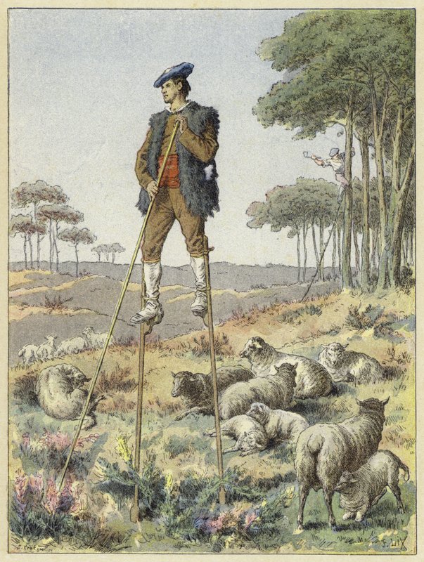 Hirte auf Stelzen, Landes, Frankreich von French School
