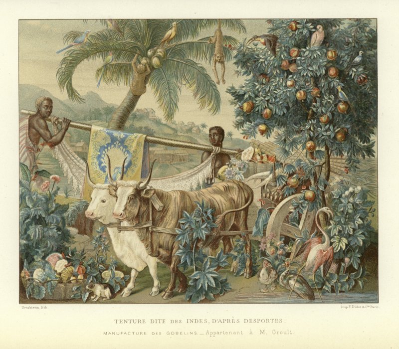Wandteppich, der eine indische Szene darstellt von French School