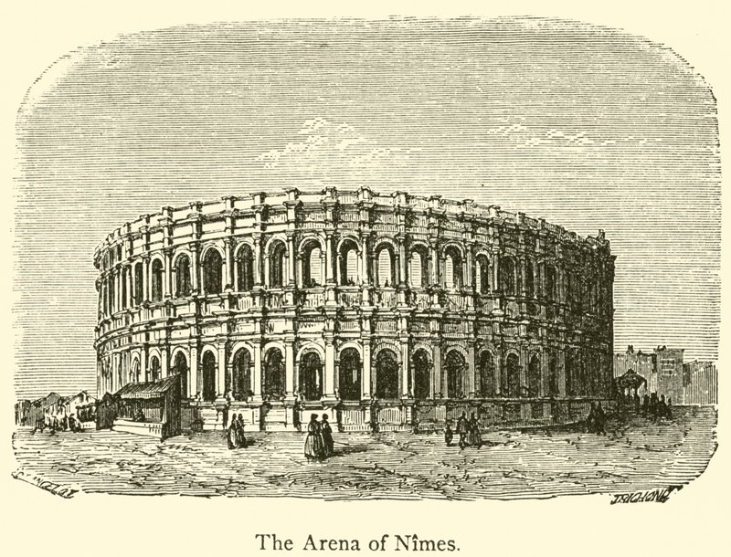 Das Amphitheater von Nimes (Gravur) von French School