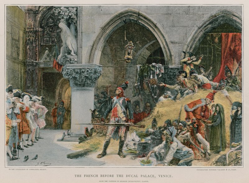 Die Franzosen vor dem Dogenpalast von French School