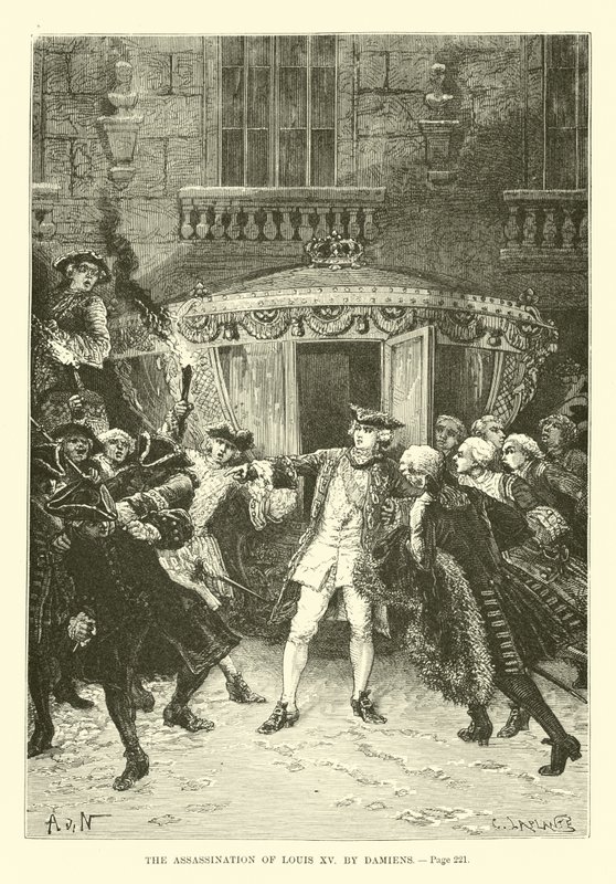 Die Ermordung von Ludwig XV durch Damiens von French School