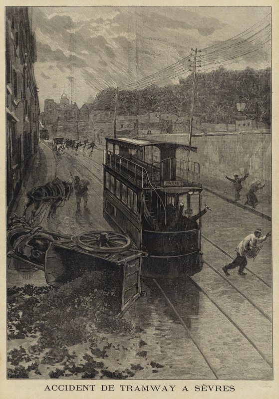 Straßenbahnunfall in Sèvres, Frankreich, 1897 von French School