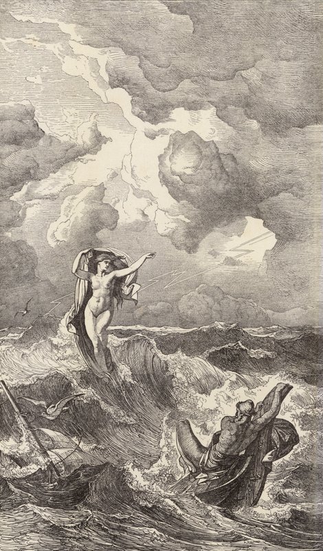 Leukothea und Odysseus von Friedrich the Elder Preller