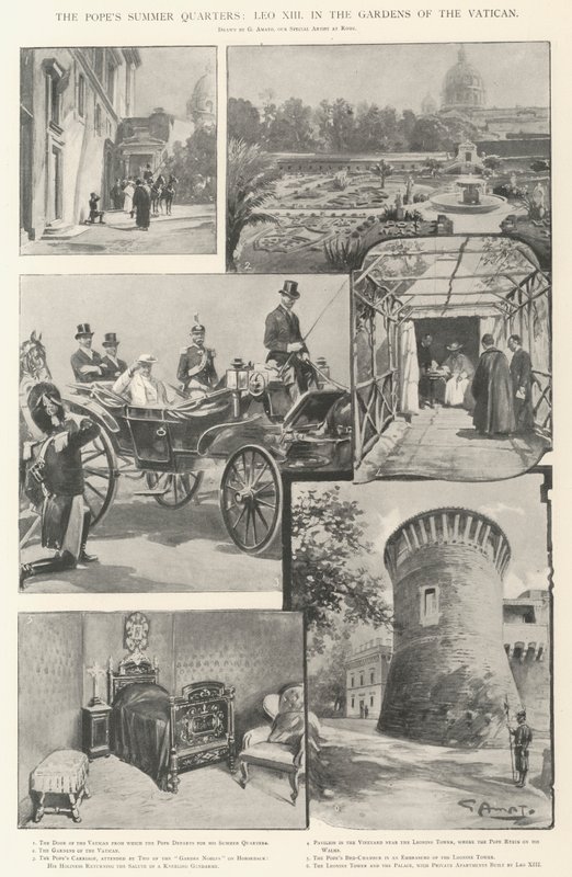 Die Sommerresidenz des Papstes, Leo XIII. in den Gärten des Vatikans von G.S. Amato