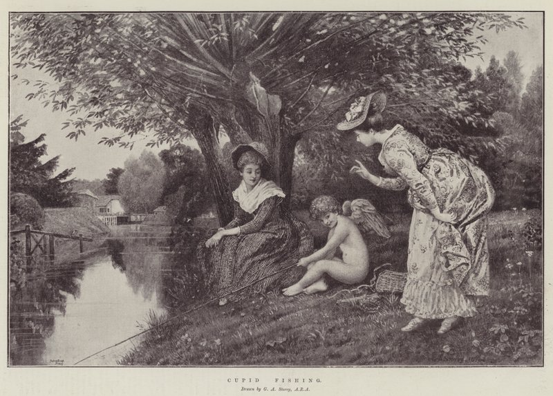 Amor beim Angeln von George Adolphus Storey