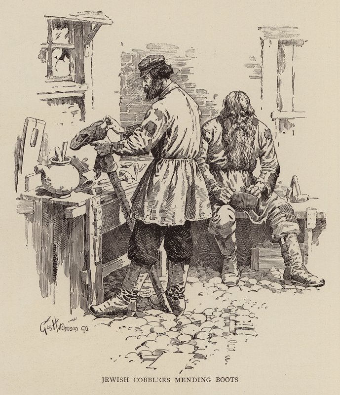 Jüdische Schuster reparieren Stiefel von George Hutchinson
